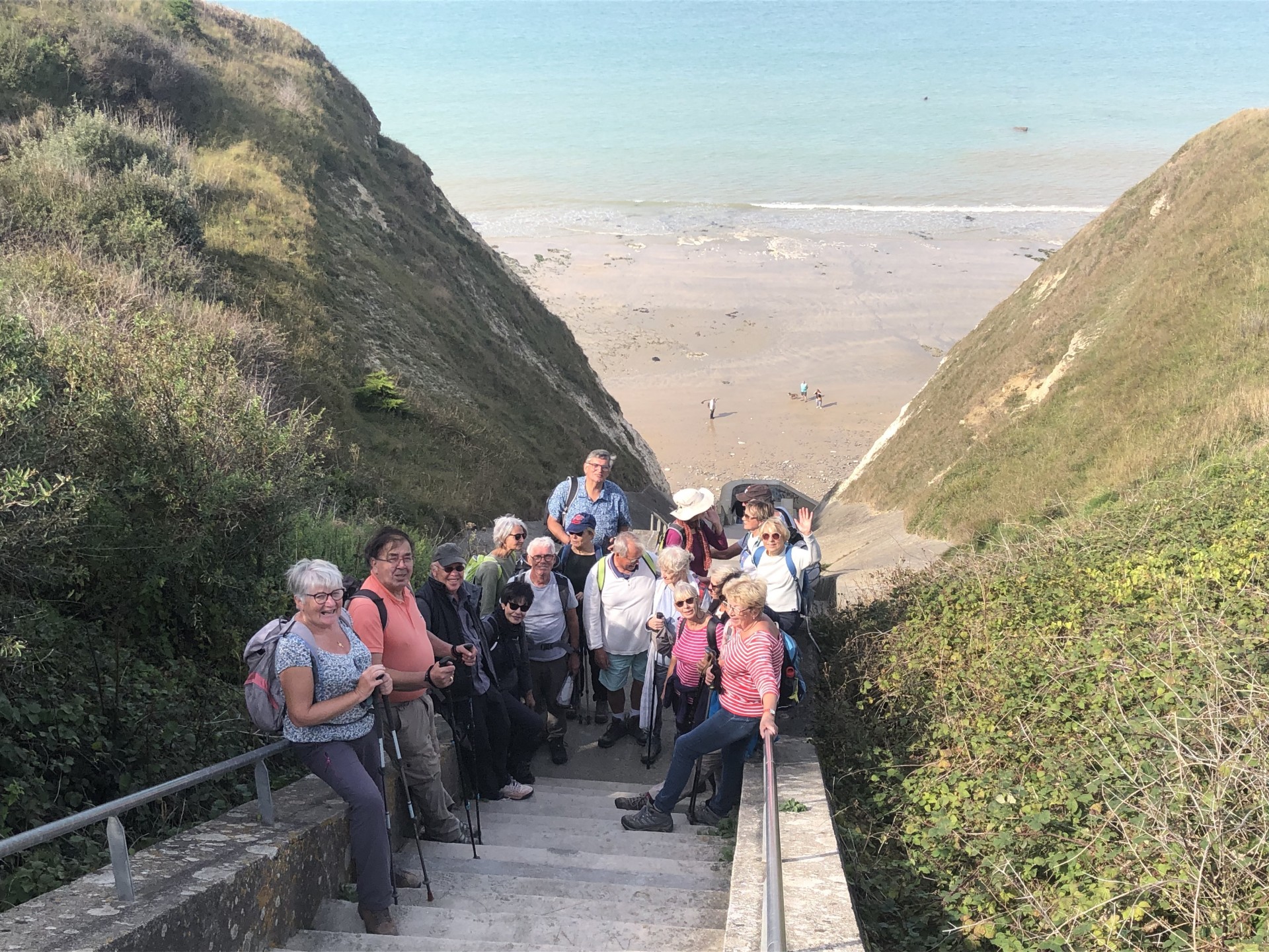 Pour la digestion, descente à la mer par l'impressionnant escalier de Sotteville !